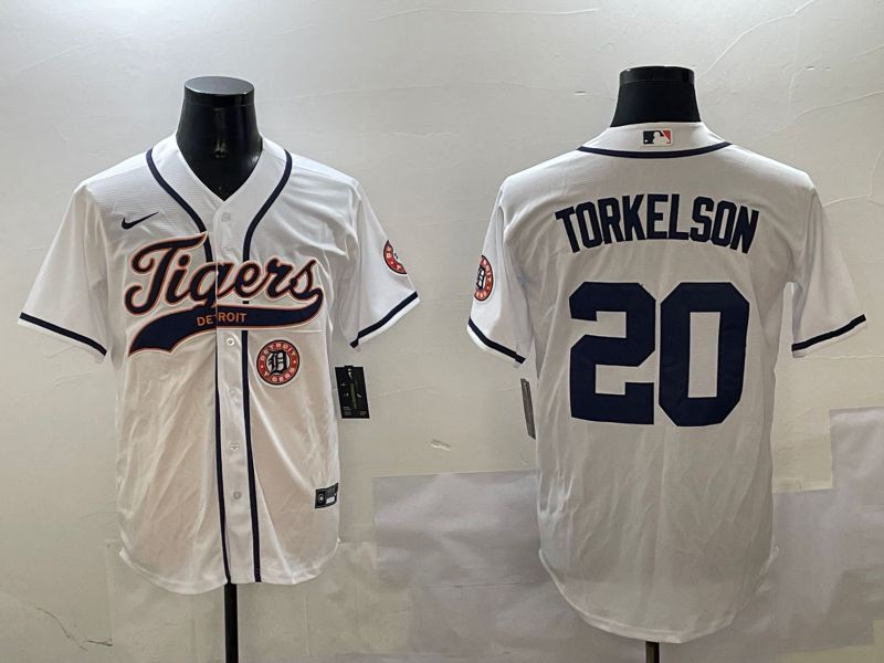 Men Detroit Tigers #20 Torkelson White Jointly Name 2025 Nike MLB Jersey style 5->detroit tigers->MLB Jersey